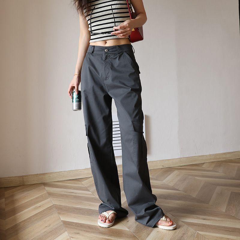 

American Washing Water Pure Cotton Multi-Pocket Outdoor Cargo Pants Iron Gray XS