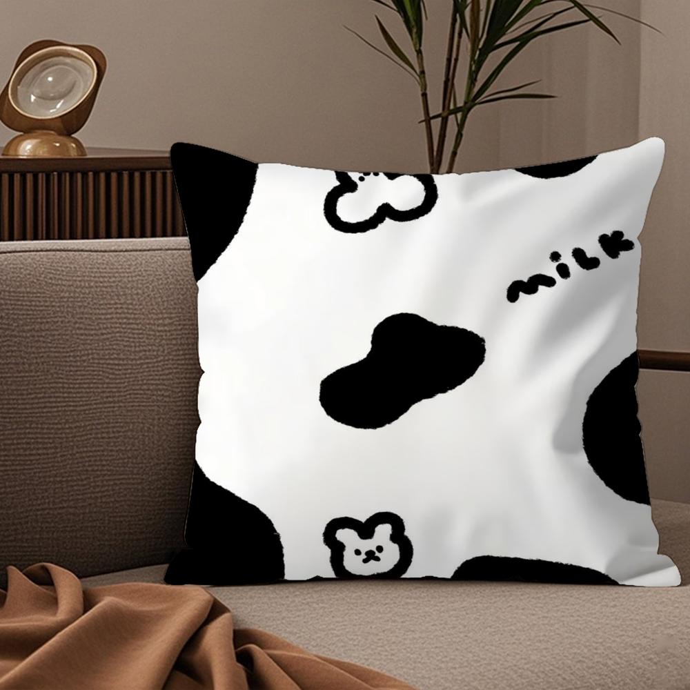 Advanced Black White Pillow Case Silky elegant Comfort Sofa Bed Invisible zipper