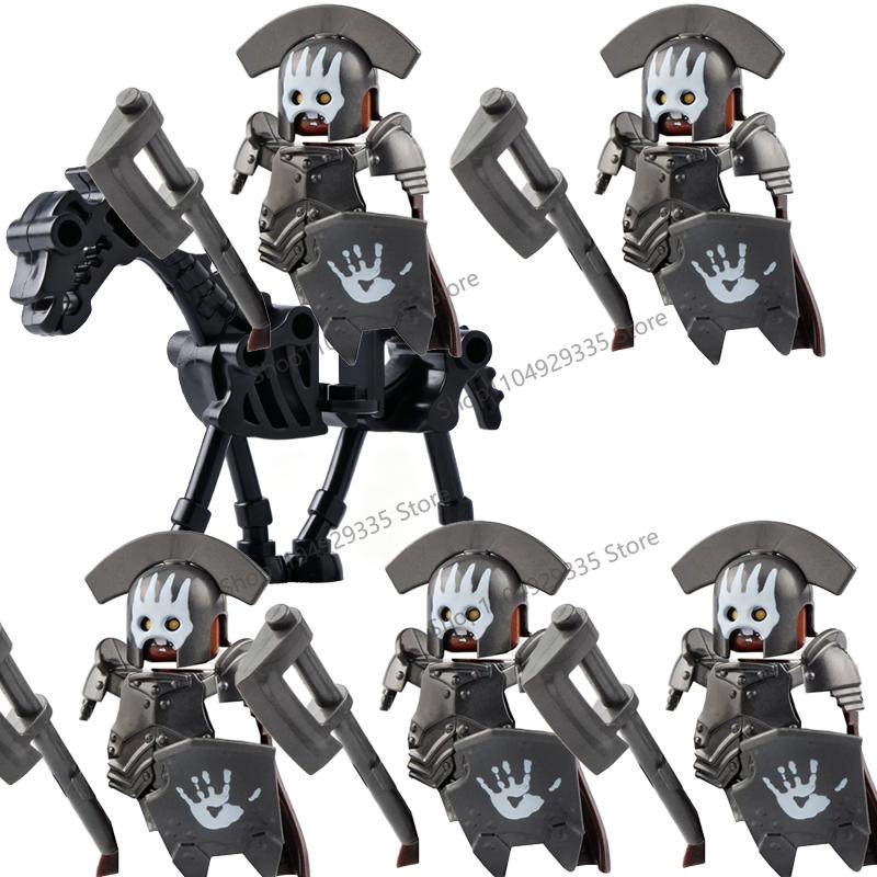 Medieval Knight Figures Building Blocks Elf Guard Dwarf Warrior Wild Boar Sheep Mount Fantasy Movie Character Soldier Bricks Toy