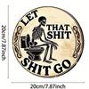 2D Wall Art Skull Humorous Metal Sign for Bathroom Garden Yard Decor