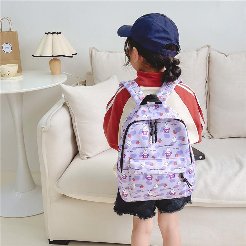 Trendy Kids Nylon Backpack With Cute Cartoon Print Breathable Stylish Design
