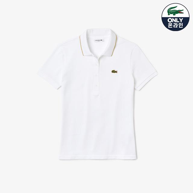 

LACOSTE Женская рубашка-поло с золотой строчкой под крокодила PF522252G 001
