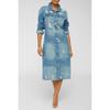 Cappotto Lungo da Donna in Denim con Revers e Maniche Lunghe Giacca di Jeans Strappata