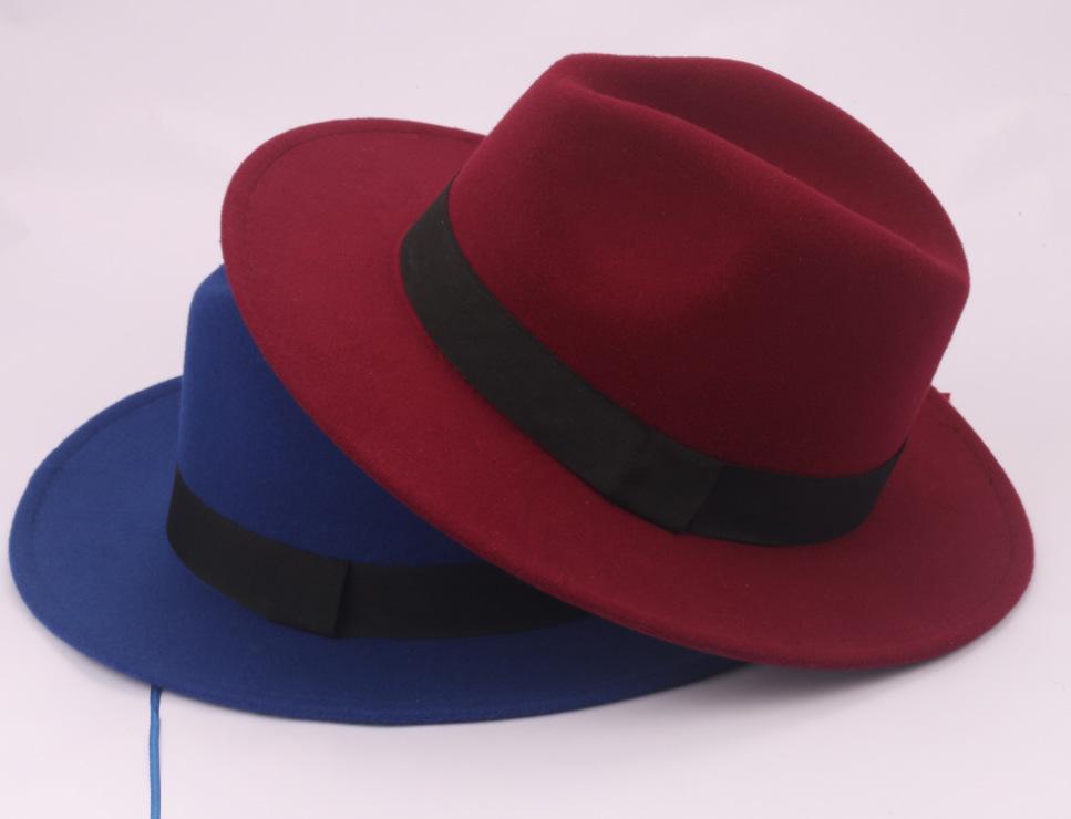Retro Shanghai Fedora mit breiter Krempe: Unisex Frühling/Herbst Jazz Panama Hut in Wolloptik