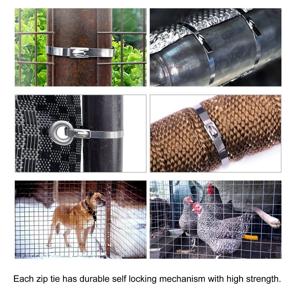 200 Pcs Self Locking Cable Tie Stainless Steel Self Locking Cable Tie Zip Tie  Exhaust Wrap