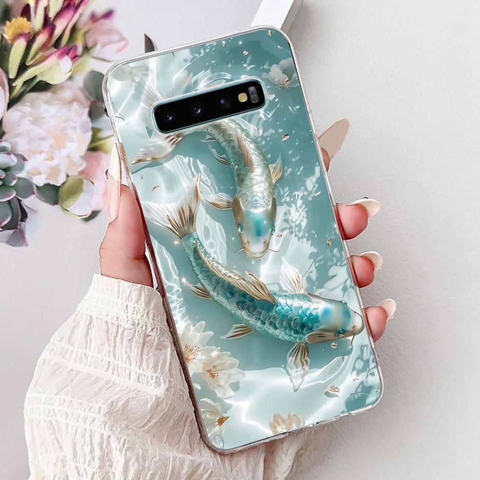 For Samsung Galaxy S10 S10e S10+ Case Luxury Love Heart Painted Cover Soft Slim Phone Case For Samsung S10 Plus S 10 S10e Fundas