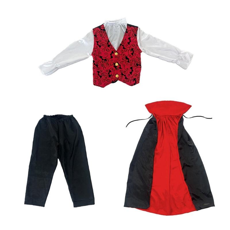 

Kids Vampires Costume Outfit Set Easy Wear Ethnic Vampires Theme Lightweight Costume Accessory for Halloween Festivities 1