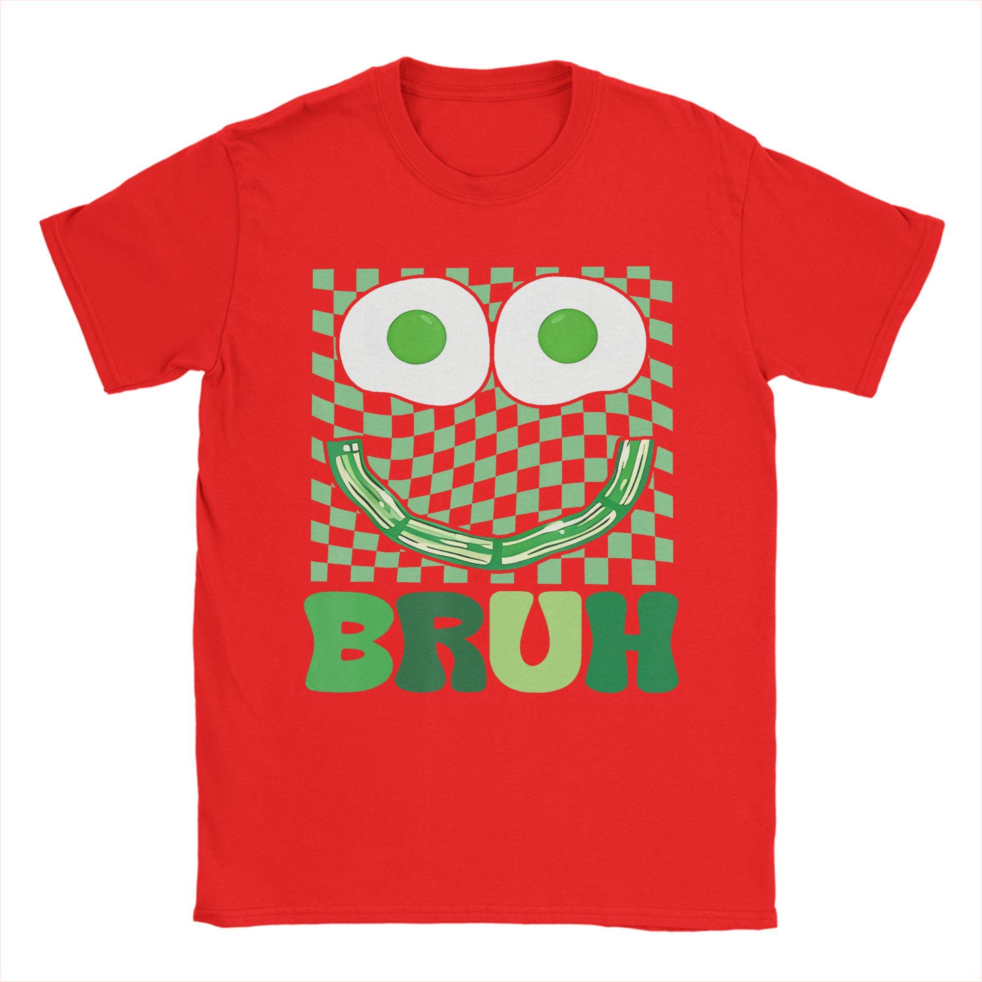 Bruh Green Face Eggs and Bacon Ham Breakfast St Patricks T Shirt Summer Popular 6XL Top Tees Short Sleeve Y2K Basic Tshirt S