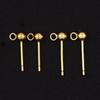 14K Gold Filled Round Bead Ear Pins: Ball Stud Earrings with Ring for DIY Jewelry Accessories.