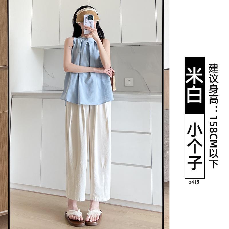 Radish pants women's spring and summer 2025 new Harlan pants white drape small nine-point ice silk wide-leg grandma pants
