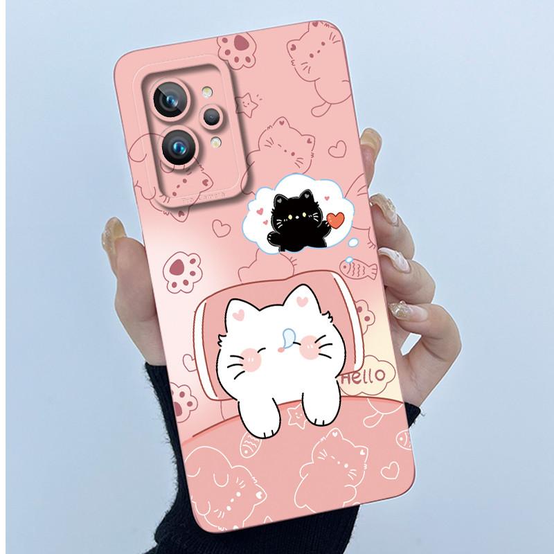 For Realme GT 2 Pro Phone Case Cute Panda Girl Cats Liquid Silicone Camera Protection Back Cover For Realme GT2 Pro GT2Pro Funda