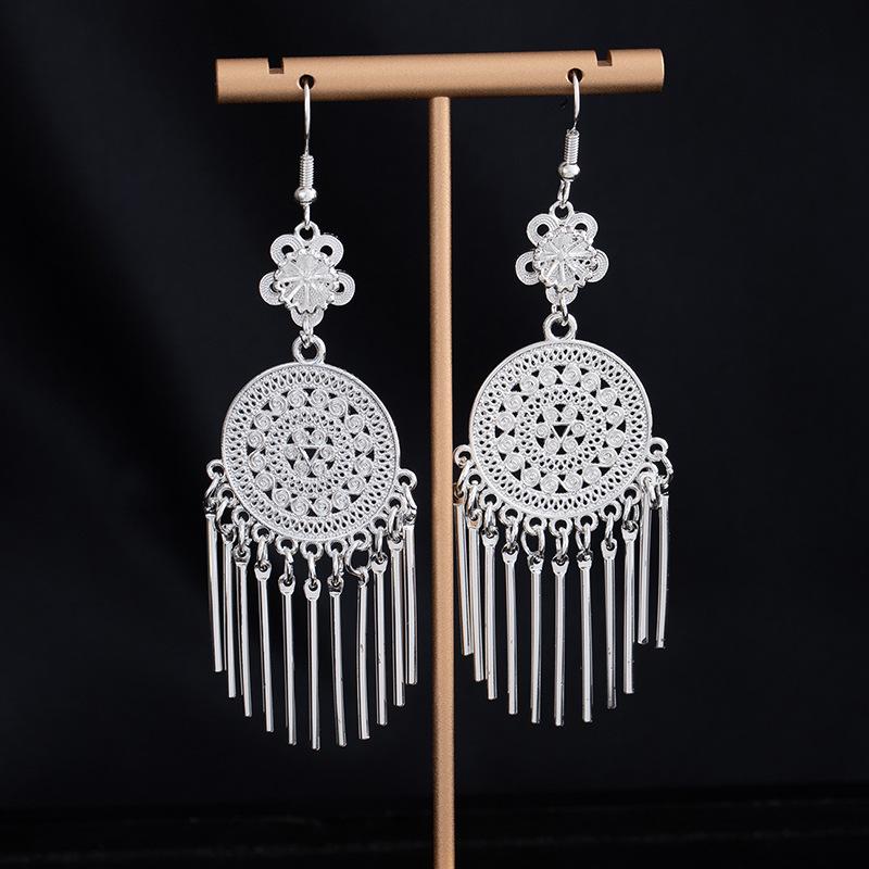 Retro Peacock Phoenix Ethnic Style Earrings Guizhou Scenic Spot Earrings Bohemian Style Long Earrings