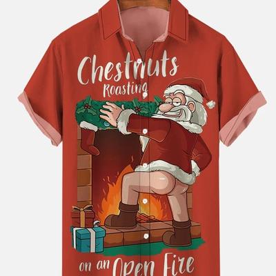 New Christmas Elements 3D Digital Printing Large Size Men's Shirt Casual Shirt