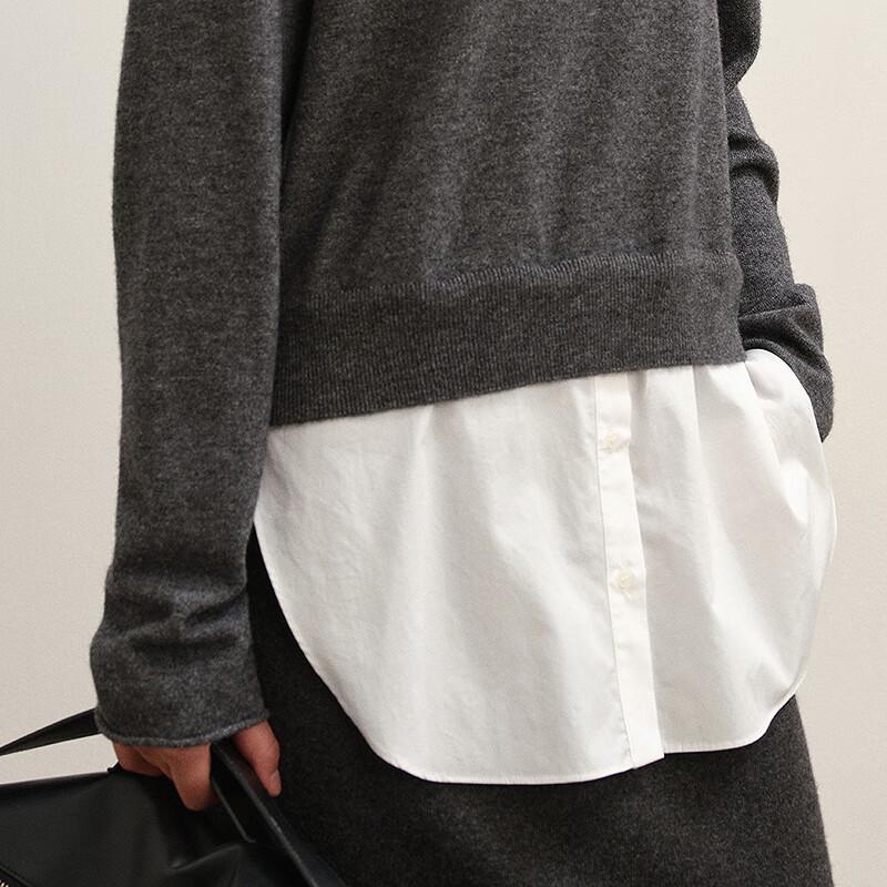 LESS 2025 Winter H-Shape Loose Crew Neck Knit Sweater