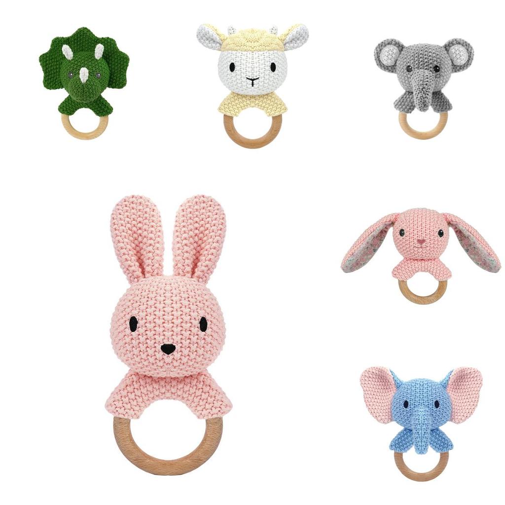 Baby Toy Collection Of Knitted Animal Rattles With Soft Plush Fabric For Infant Sensory Stimulation