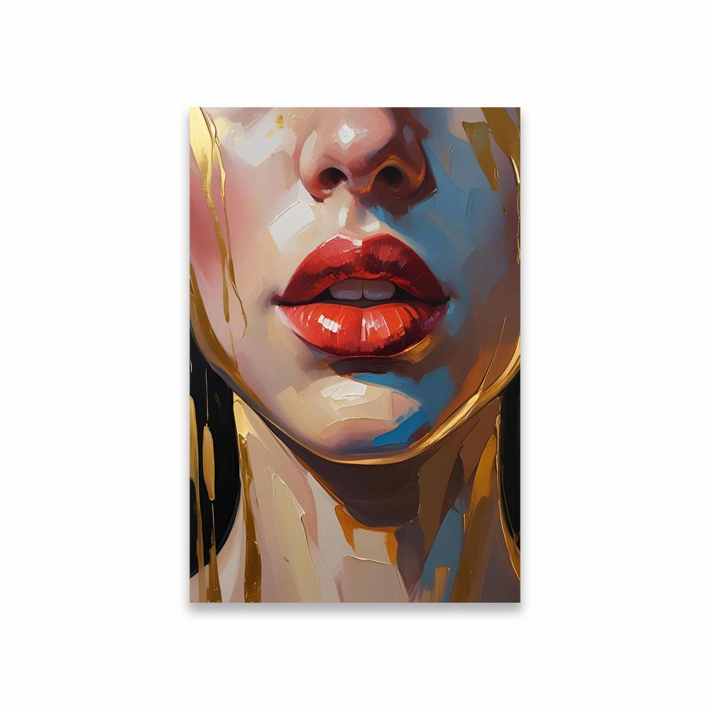 Fashion Portrait with Champagne Glass Wall Art Poster Blue Abstract Woman Wall Art Print Aesthetic Art Canvas Painting Decor