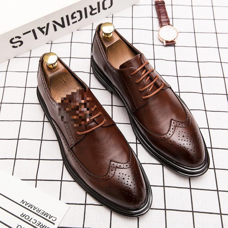 Brock Leather Shoes Casual Trend Size Wedding Business Dress Men's Big Shoes British Youth Suit Shoes Men