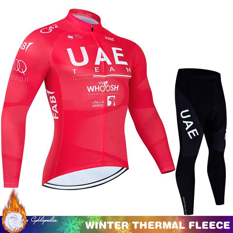 Cycling Clothing Man Bicycle Jerseys Men Sportswear Set UAE Winter Bike Jacket Thermal Fleece Jersey Men's Blouse Mtb Bib Suit