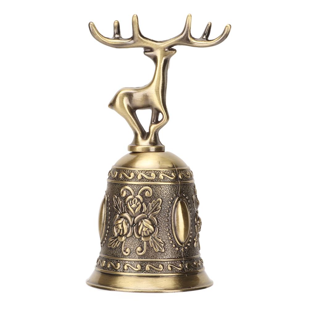 Deer Shape Hand Bell Vintage Plating Process Rustproof Polished Finish Metal Hand Bell for Dining Ta