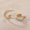 Elegant C-Shaped Zircon Stud Earrings – European and American Style, High-end Feel, Light Luxury Design