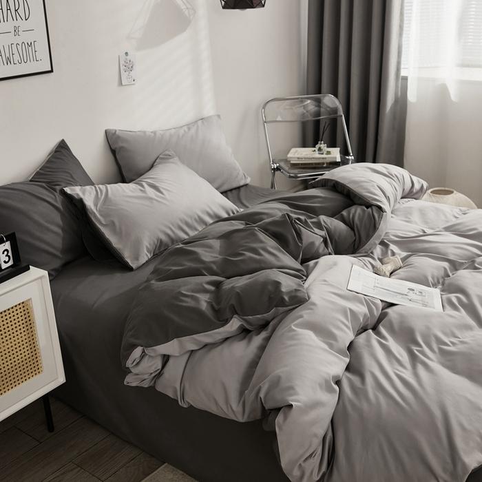 Premium Solid Color Double Panel Bed Sheet Set, 4-piece Luxury Bedding Set, Breathable Bed Sheet Set for Family Hotel Bedroom