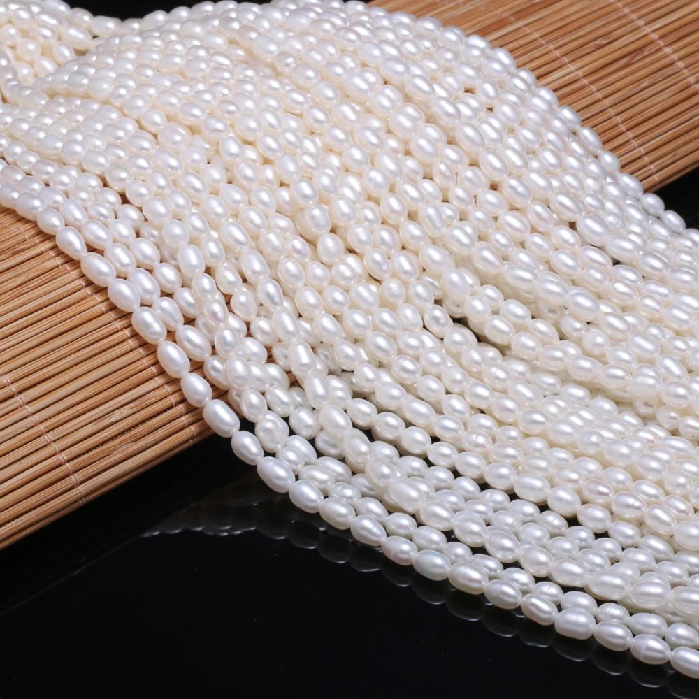 1String, White Natural Freshwater Pearls, Rice Shape AAA Pearl Beads, 4–5 Mm, for DIY Necklace Accessories, Valentine's Day Gifts, 36cm