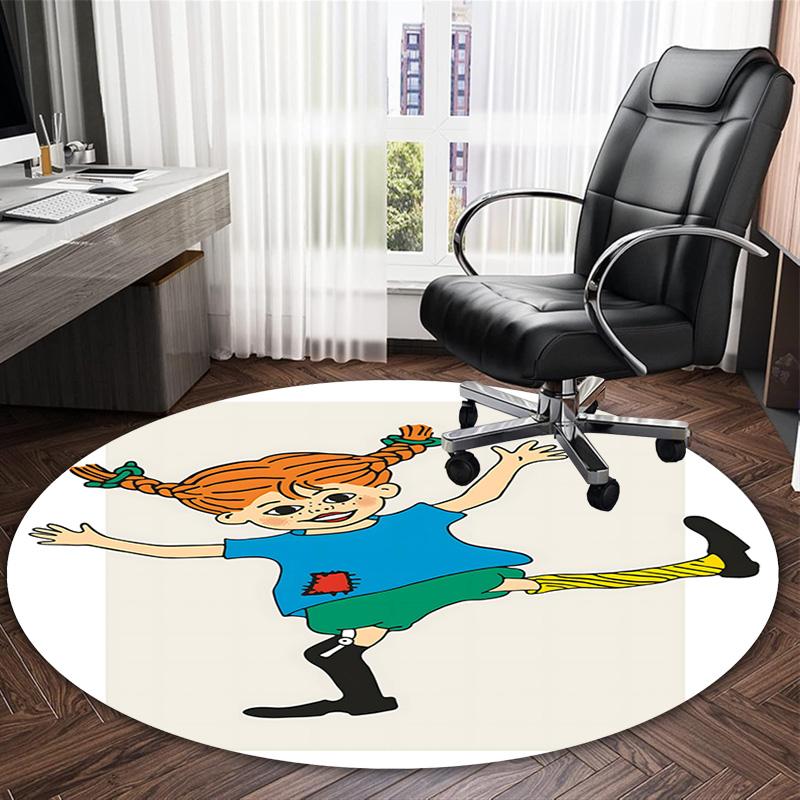 1pc Pippi Longstocking1 Print Round Carpet Chair Round Carpet Suitable for Bedroom Living Room Home Decorative Carpet