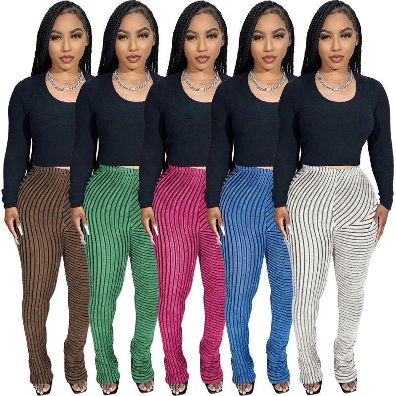 

2025 Fashion Leisure Versatile Slim Fit Stacked Pants Blue L