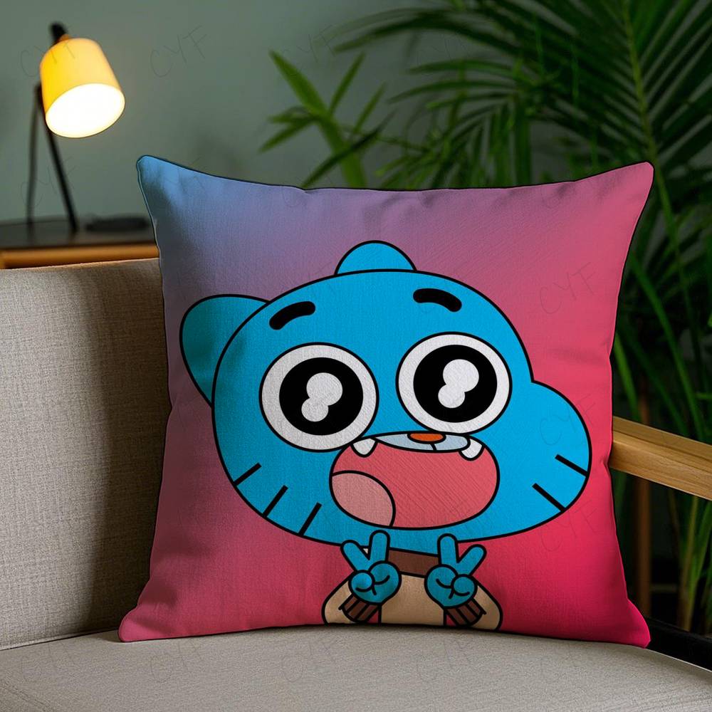 Animation Amazing World Gumball Pillow Case Safe Custom Photo Pillow, Anti-fade Brushed Fleece Cushion, Maternal & Infant Safe.