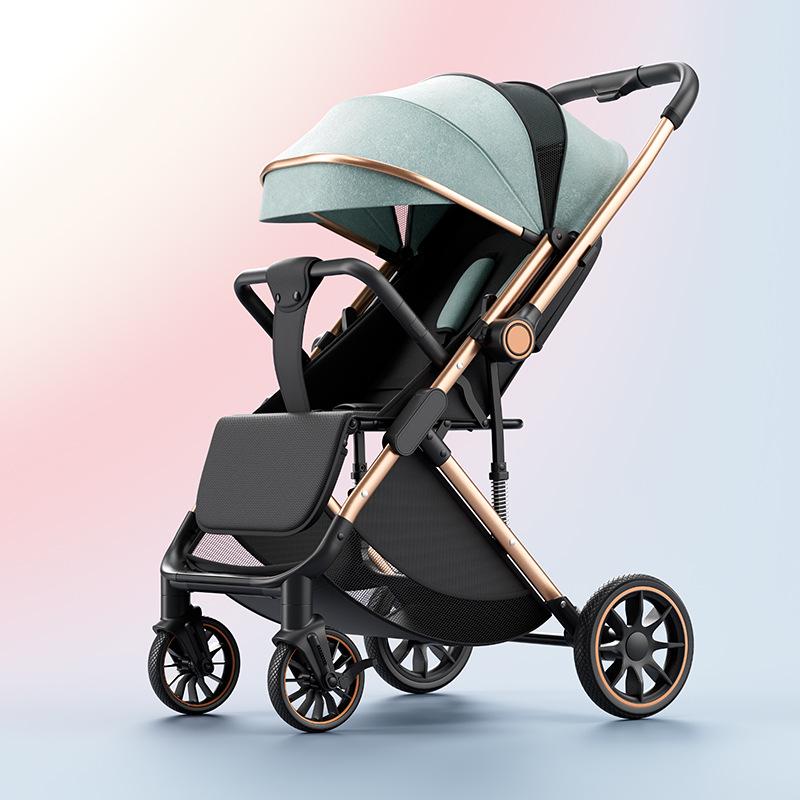 Lightweight Foldable Baby Stroller, High View, Two-Way Pushing, Newborn Essential, Safe, Sit-and-Lie Design
