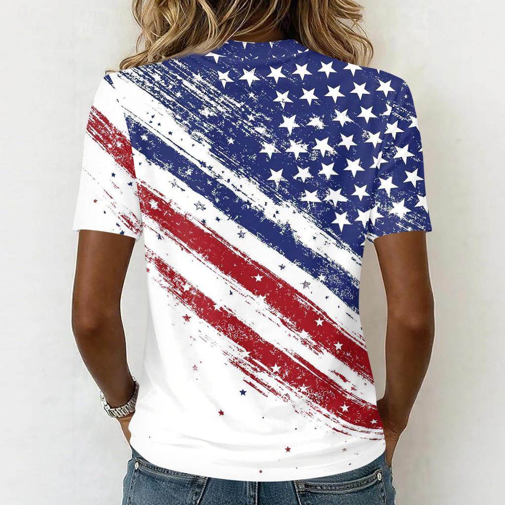Camicie da Donna T-shirt Trendy con Scollo a V Top Stampati Casual da Donna