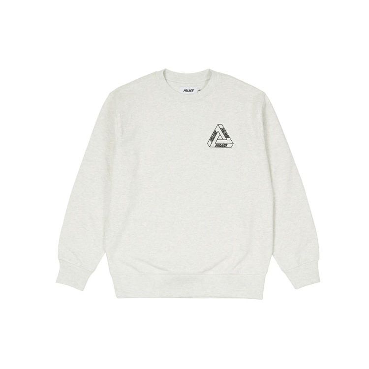 Palace Outliner Crew Neck Sweatshirt With Tri-Ferg Back Print Unisex Tops Light-Grey-Marl White P20CS145