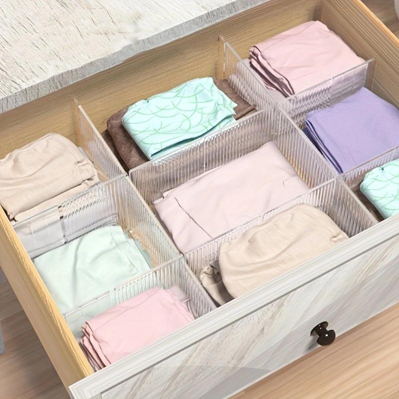 32.5*7cm 4pcs Modern Waterproof Transparent Storage Adjustable and Connectable Drawer Partition Plate,suitable for Bedroom Office Kitchen Storage.