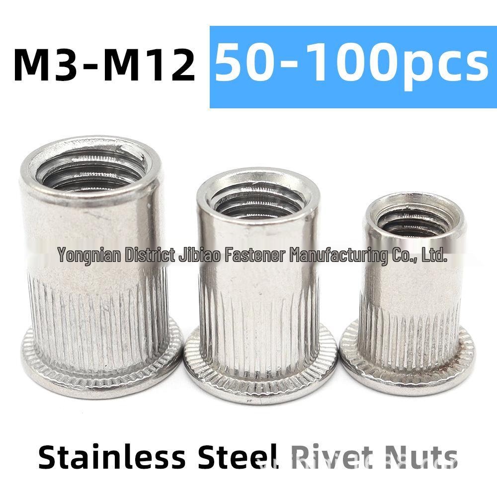 304 Stainless Steel Knurled Flat Head Blind Rivet Nut