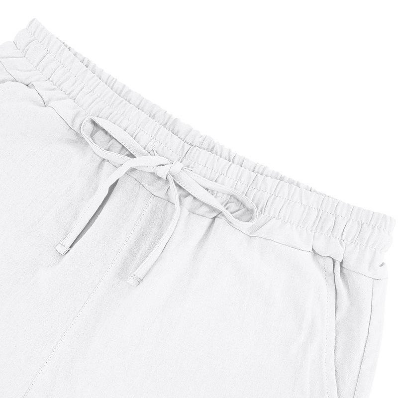 Men's Linen Henley Collar Beach Set: Summer Hawaii Short Sleeve Shirt & Shorts