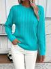 Women's Solid Color Cable Knit Crew Neck Sweater for Autumn/Winter 2025