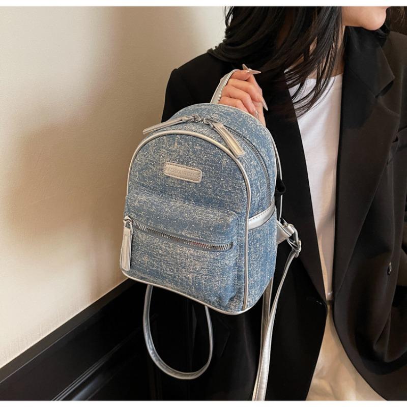 Retro Denim Backpack Large Capacity Women's Versatile Schoolbag Fresh Simple High Value Women's Backpack