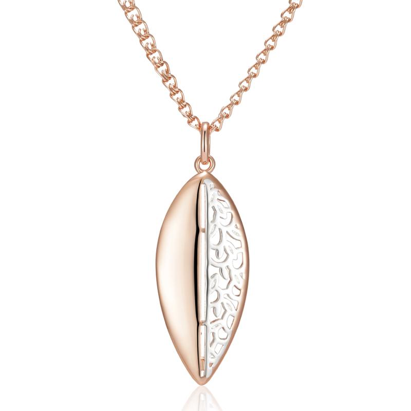 Luxury Glossy Metal Flower Big Pendant Necklace For Women Rose Gold Color Mix Daily Fine Vintage Jewelry