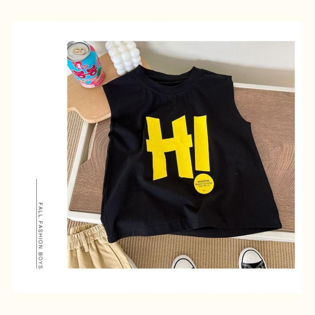 Boys and Girls Light Breathable Sleeveless Casual T-shirt Summer Children's Cotton Alphabet Cartoon Vest