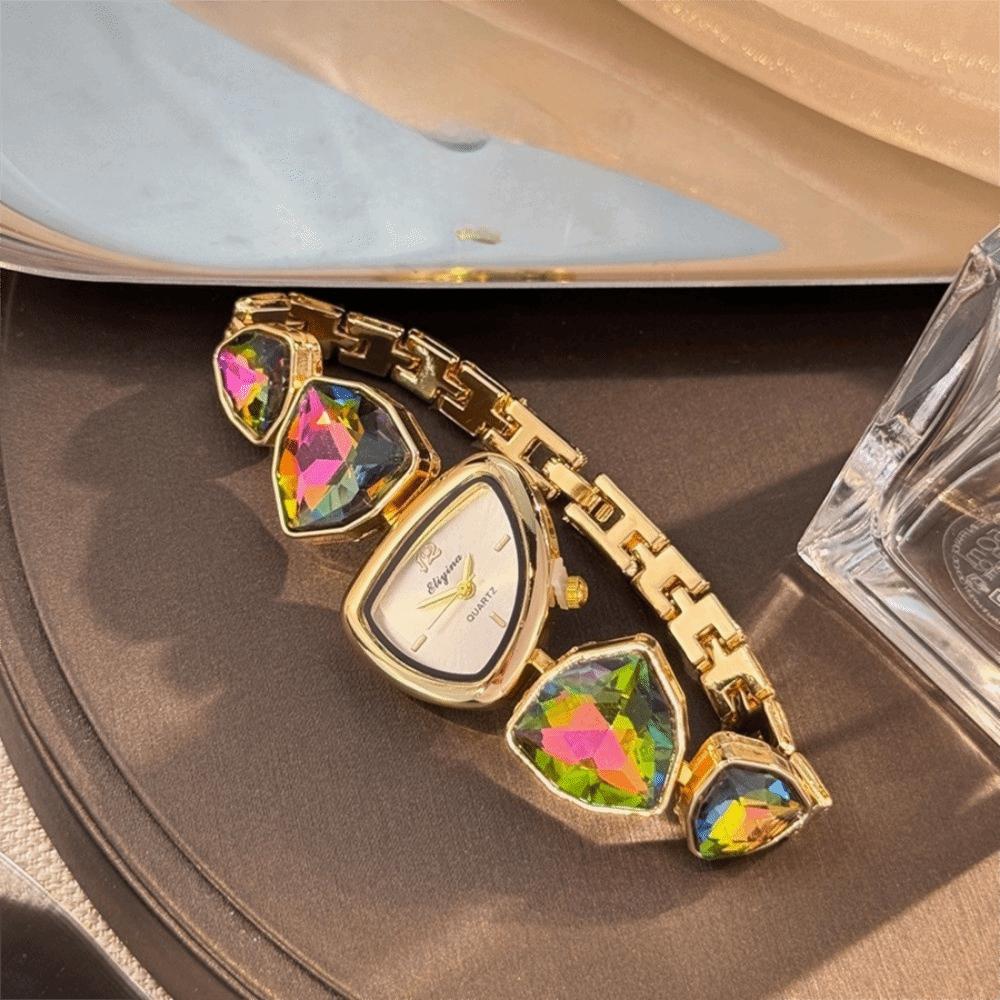 New Irregular Women Quartz Watch Rhinestone Colorful Dial Bracelet Watch Ladies Wristwatches Gifts разноцветный