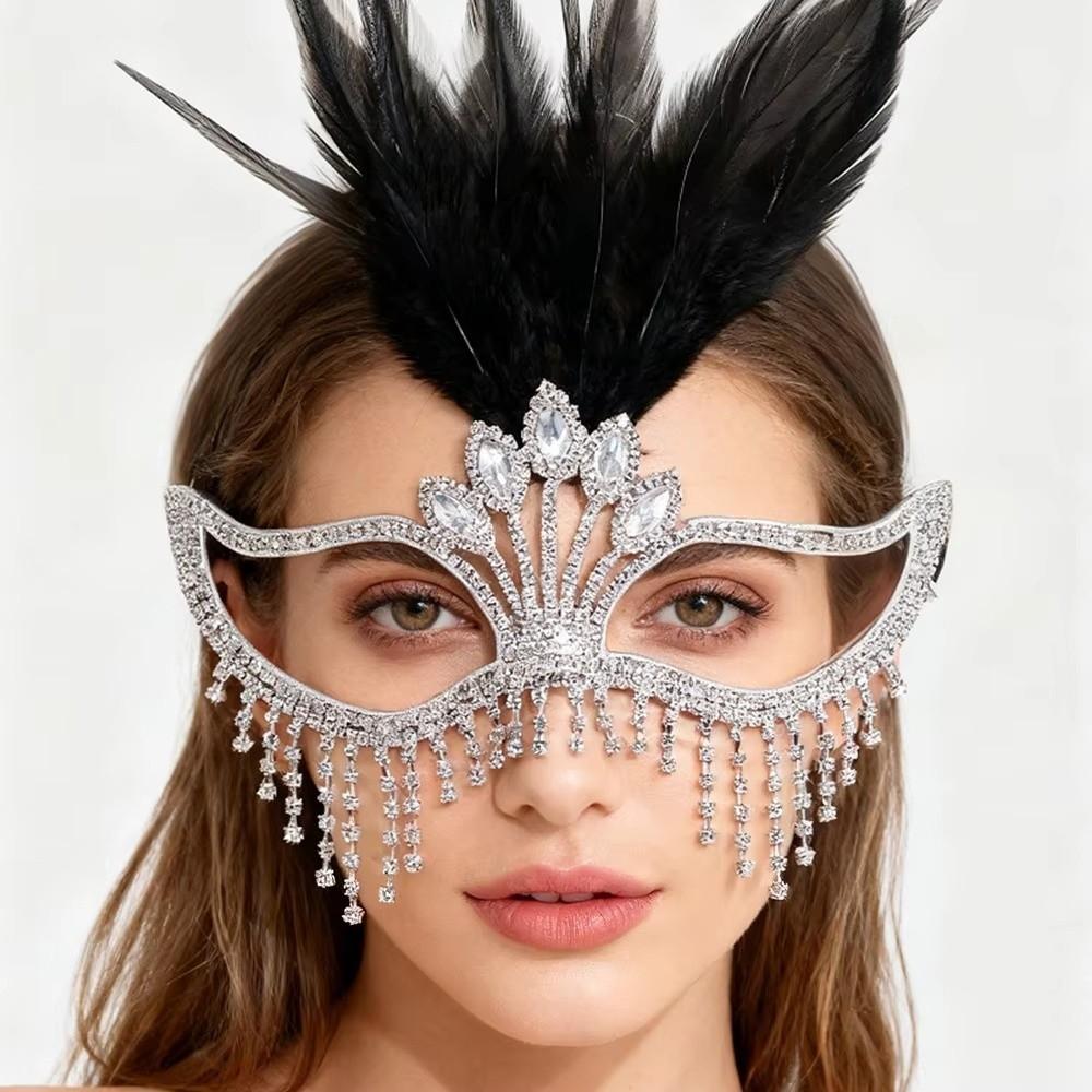 High-End Sparkle Feather Mask Mysterious Style Masquerade Mask Half-Face Mask Masquerade Balls