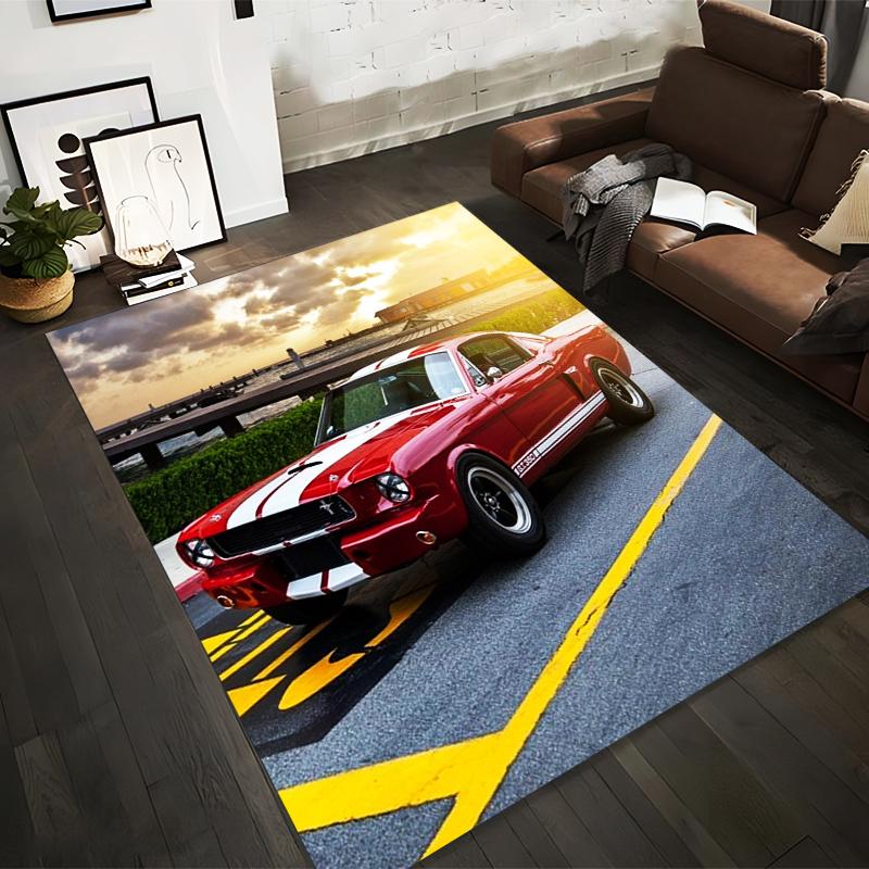 

Vintage Red Mustang GT350 Design Carpet with Sunset Background and Striped Pattern Suitable for use as an anti-slip for room and bedroom sofas 40x60cm( 15x23in )