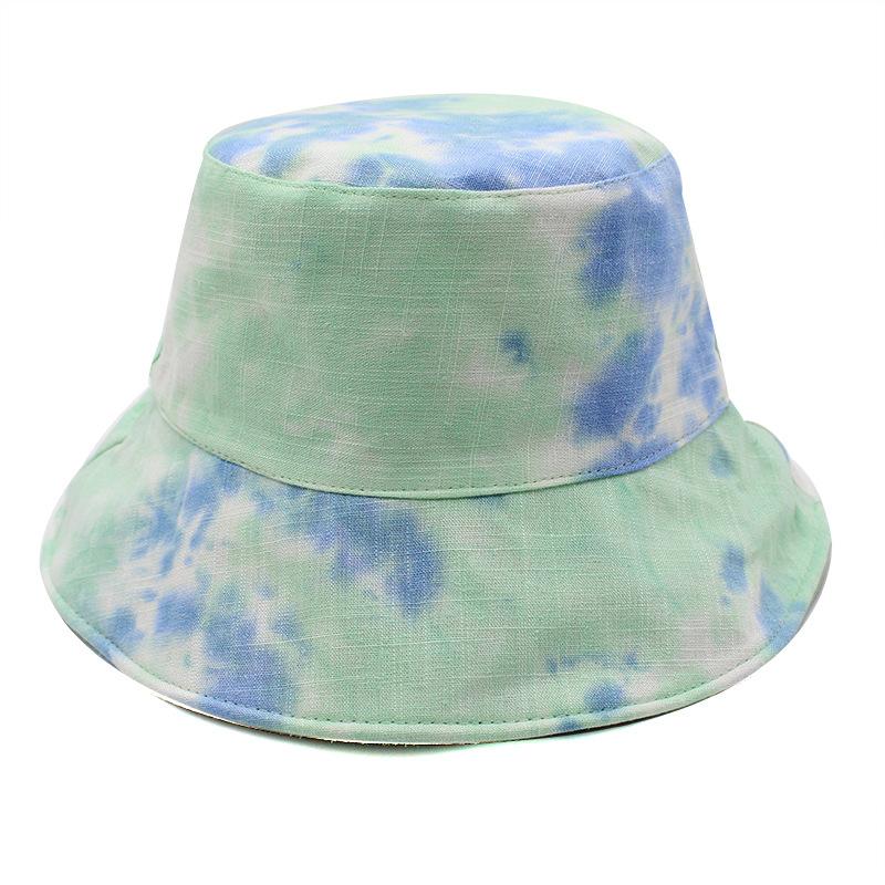 Hat Women'S Tie-Dye Bucket Hat Summer Foldable Double-Sided Basin Hat Couple Sunscreen Visor