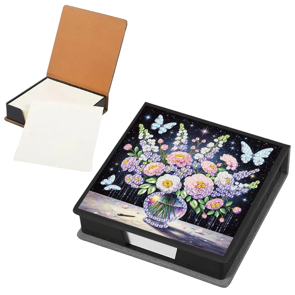 PU DIY Crystal Art Sticky Notes Holder with 160 Sheets Crystal Art Note Box for Home Office and School Supplies