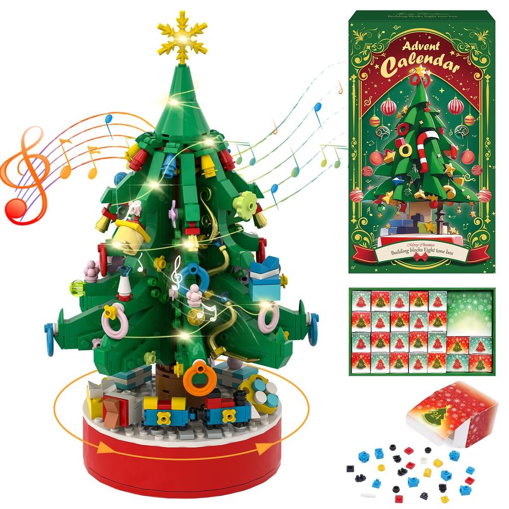 24pcs Christmas 3d Countdown Calendar Assembling Building Block Toy Set Gift 24 Building Block Accessories