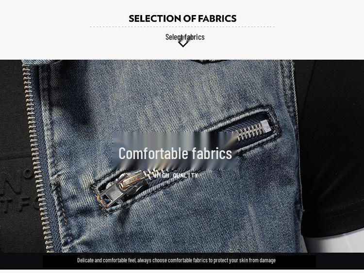 Herren Plus Size schulterfreier Denim-Motorradweste mit Stehkragen