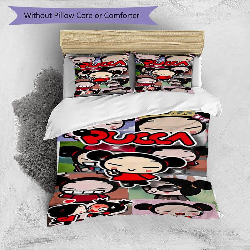 3pcs Pucca1 pattern bedding set duvet cover set includes duvet cover &pillowcases, perfect all season bedroom decoration & gift
