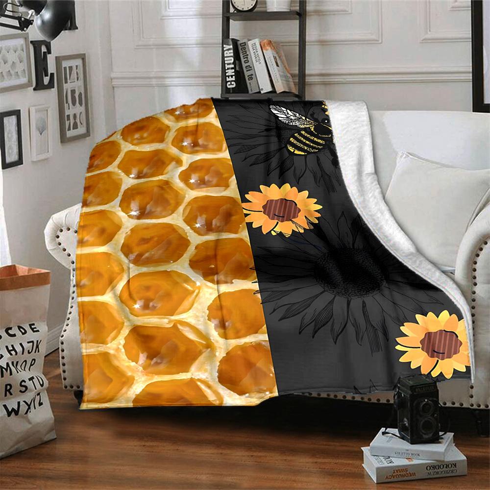 1PC Honeycomb Pattern Blanket - Soft Warm All-Season Throw for Sofa, Bed, Car, Office, Throw For Sofa yy250916105