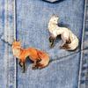 Brooch Pin Cartoon Fox Design Zinc Alloy Pin UV Printing Suits Coats Sweaters Badge Versatile Practical Accessories
