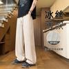 Mens Summer Breathable Loose Straight Ice Silk Casual Sports Long Pants
